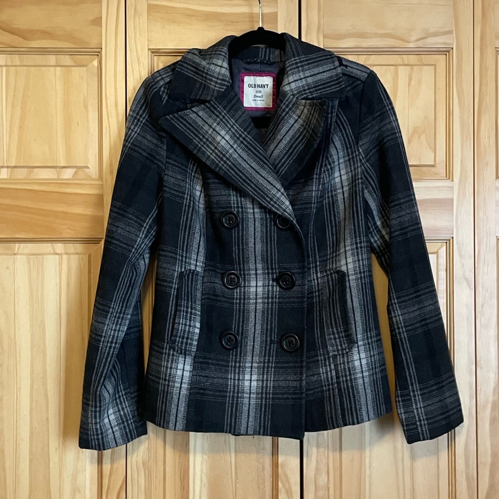 Old Navy plaid peacoat